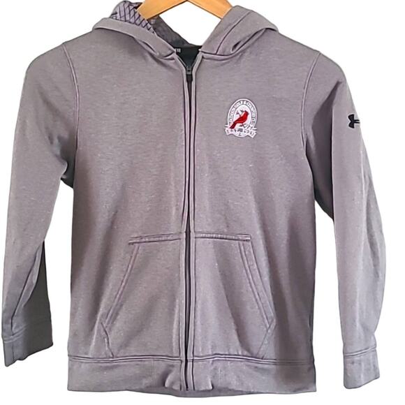 Under Armour Boys Full Zip Hoodie - Youth S/M Gray Embroidered Logo - Picture 2 of 7